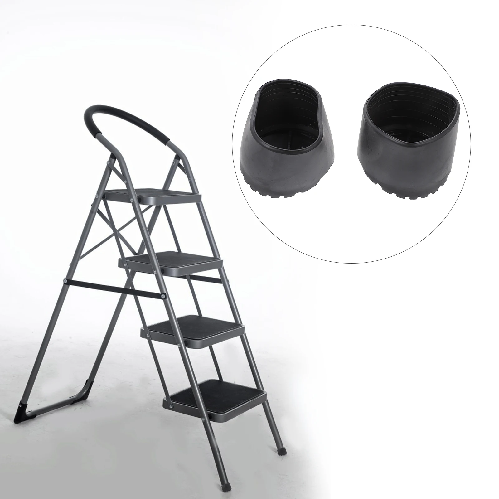 

2 Pcs Ladder Feet Pads Round Foot Cover Anti-slip Fold Protective Non-skid Mats Non-slip Back