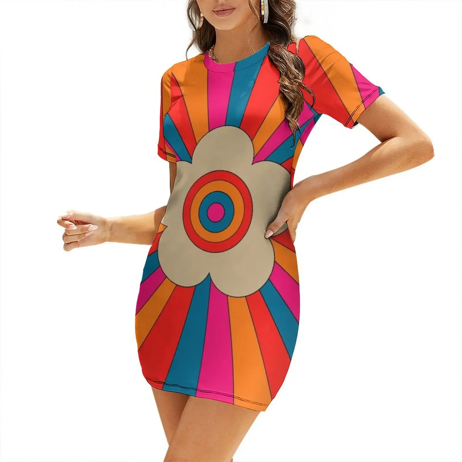 

Flower power Short-Sleeved Dress summer women's suit women's fashion dresses ladies dresses for women 2026
