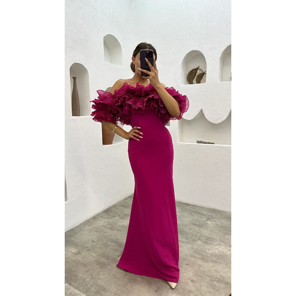 Customized Elegant Evening Dress Off The Shoulder Pleats Prom Dress Candy Color Mermaid Woman Party Dresses Wedding Floor-Length