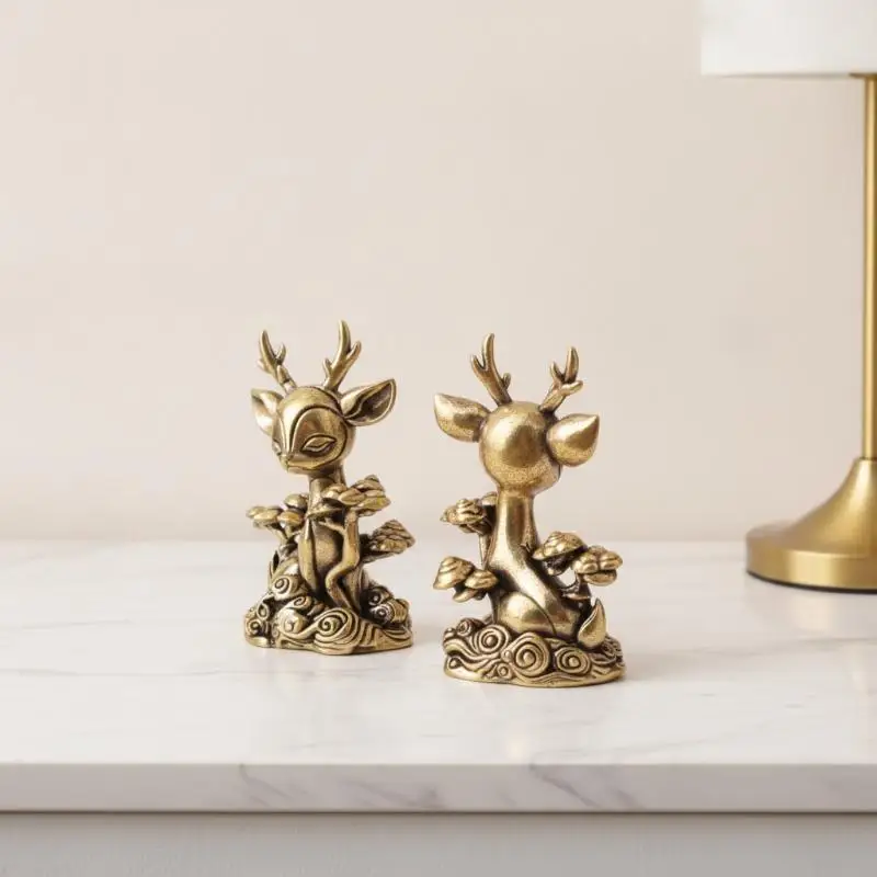 Hirschfigur aus Messing, exquisites Mini-Teetier-Ornament, kreatives kleines Dekor für Büro, Schreibtisch, Zuhause, Geschenk. – Detail 20