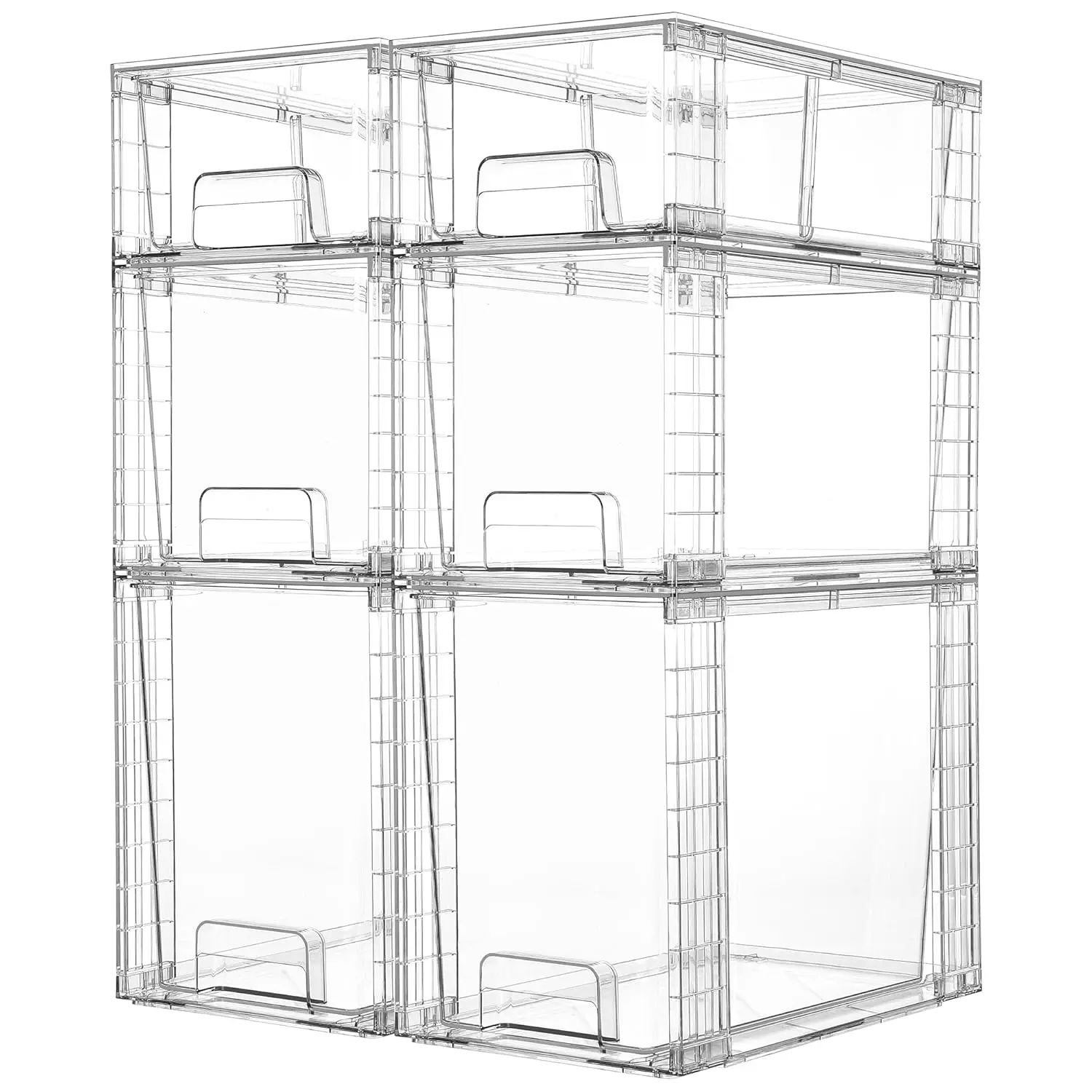 

Clear Stackable Plastic Storage Drawers with Handles,Bathroom Kitchen Pantry Cabinet,6 Pack,Customized