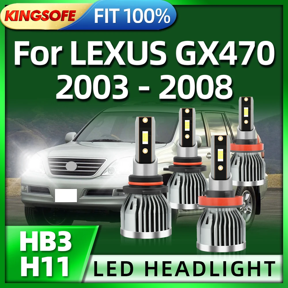 

KINGSOFE New 2 Sides LED 6000K H11 HB3 Car Headlight Auto Bulbs For LEXUS GX470 2003 2004 2005 2006 2007 2008