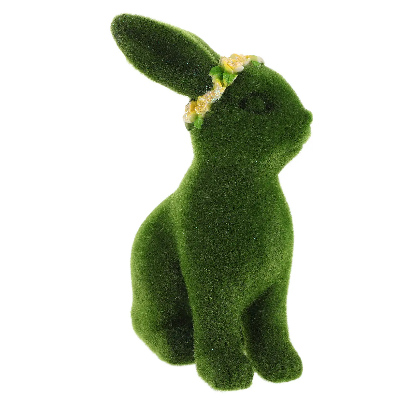 Flocked Rabbit Statue Easter Garden Decor Outdoor Lawn Bunny Sculpture Spring Table Centerpiece Holiday Photo Props