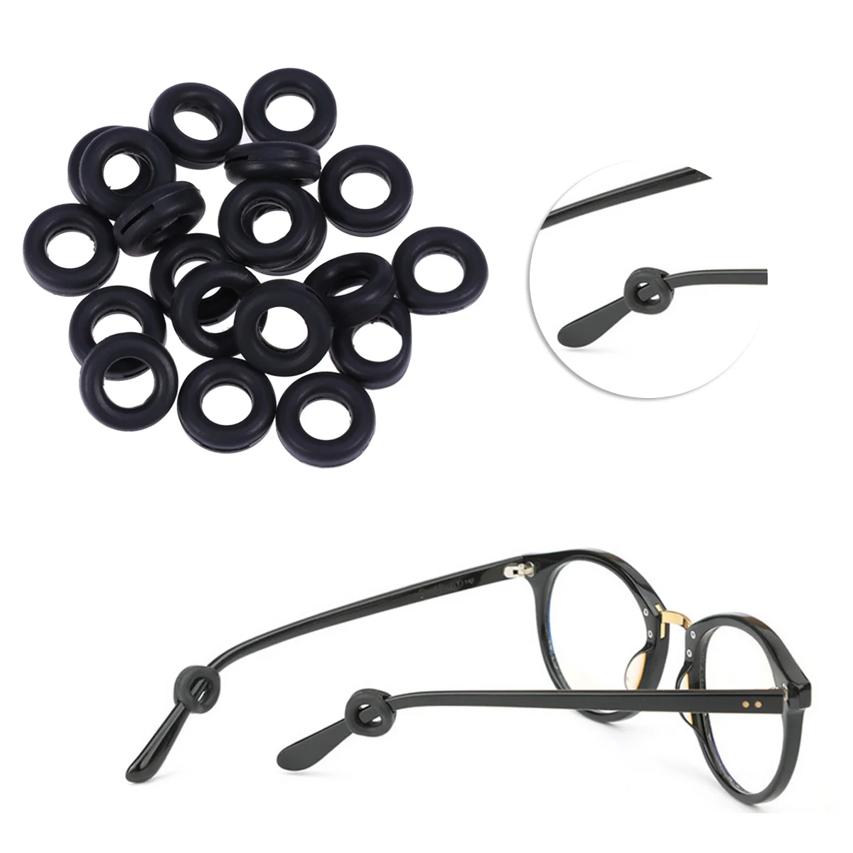 10 Pairs Glasses Temple Covers Anti-Slip Ring Silicone Spectacle Legs Ear Hooks Retainer Eyeglasses Tips Round