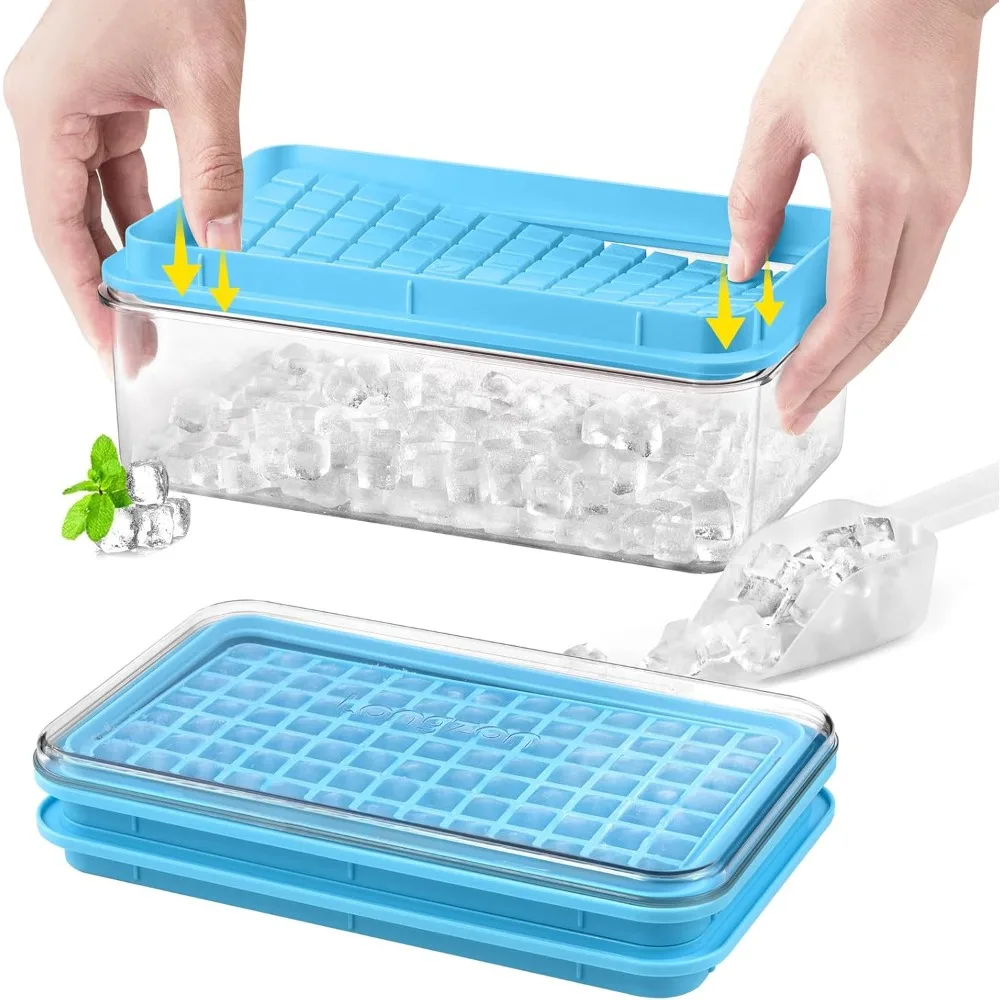 

Mini Ice Cube Tray with Lid and Bin, 273 Pcs Ice Cube Trays for Freezer, Ice Cube Mold, Ice Molds Spill-Resistant Removable Lid