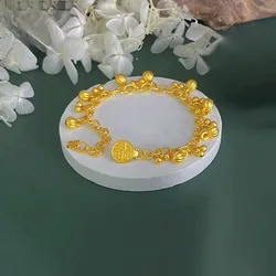 Light luxury 24K real gold ancient law fruitful bracelet 999 gold style women's bracelet imitation hand jewelry gift