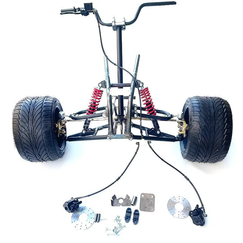 Karting front suspension accessories modified beach headframe disc brake steering 10-inch aluminum wheel assembly
