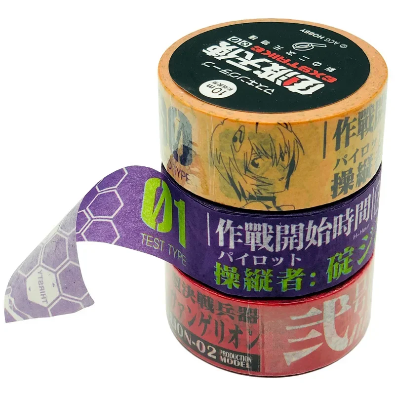 EVANGELION Eva Tape Anime Decoration Tape Paper Cartoon Sticker Masking Tape Scrapbooking School Stationary Office Supplies Gift