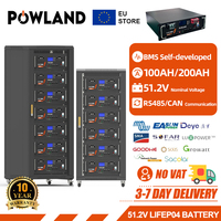 POWLAND 48V 100Ah LiFePo4 Battery Pack Built-in BMS 51.2V 5120W 15 Parallel With CAN RS485 Lithium Ion Battery For Home NO TAX