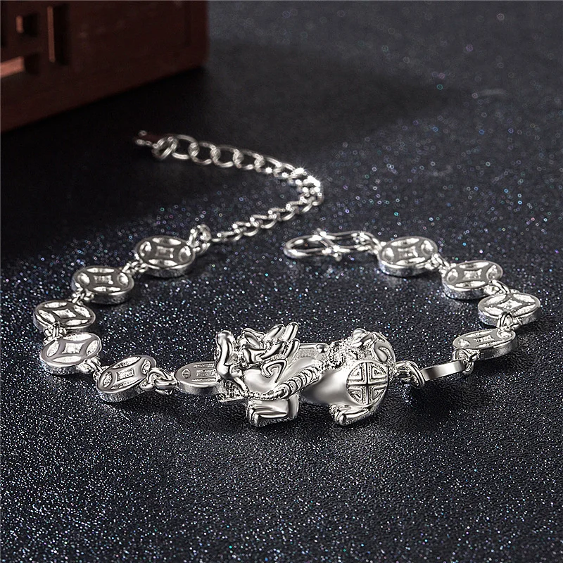 Retro Hollow Coin Wealth Divine Beast Pixiu Bracelet For Men Jewelry 2024 Lucky Male Bracelet  Gift Blessing