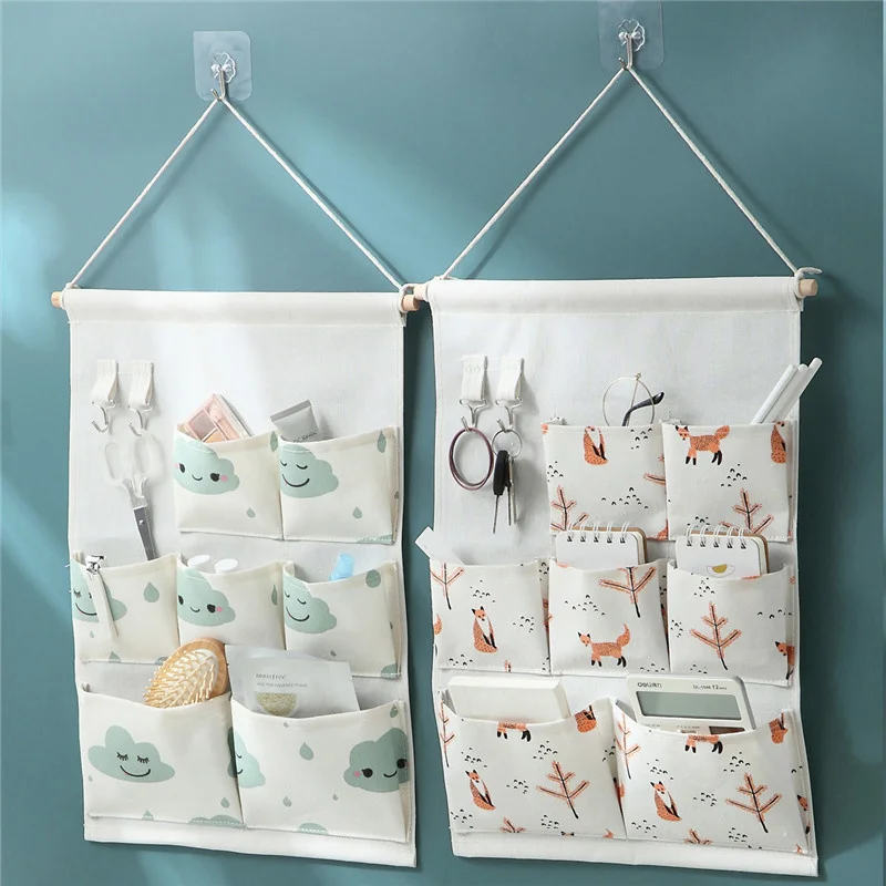 

3/5/7 Pockets Cotton Wall Mounted Storage Bag Home Room Closet Door Sundries Clothes Hanging Bag Holder Cosmetic Toys Organizer