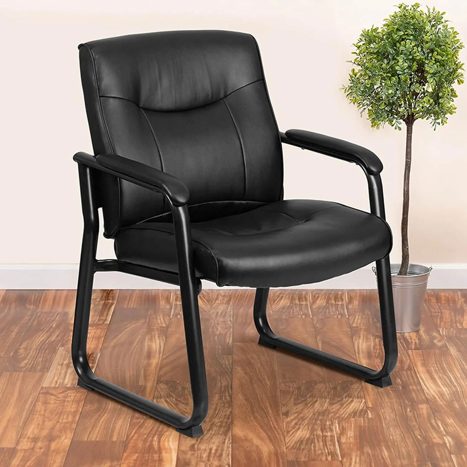 Furniture Hercules Series Big & Tall LeatherSoft Executive Side Reception Chair, Padded Lobby Chair with 500-lb. Static We