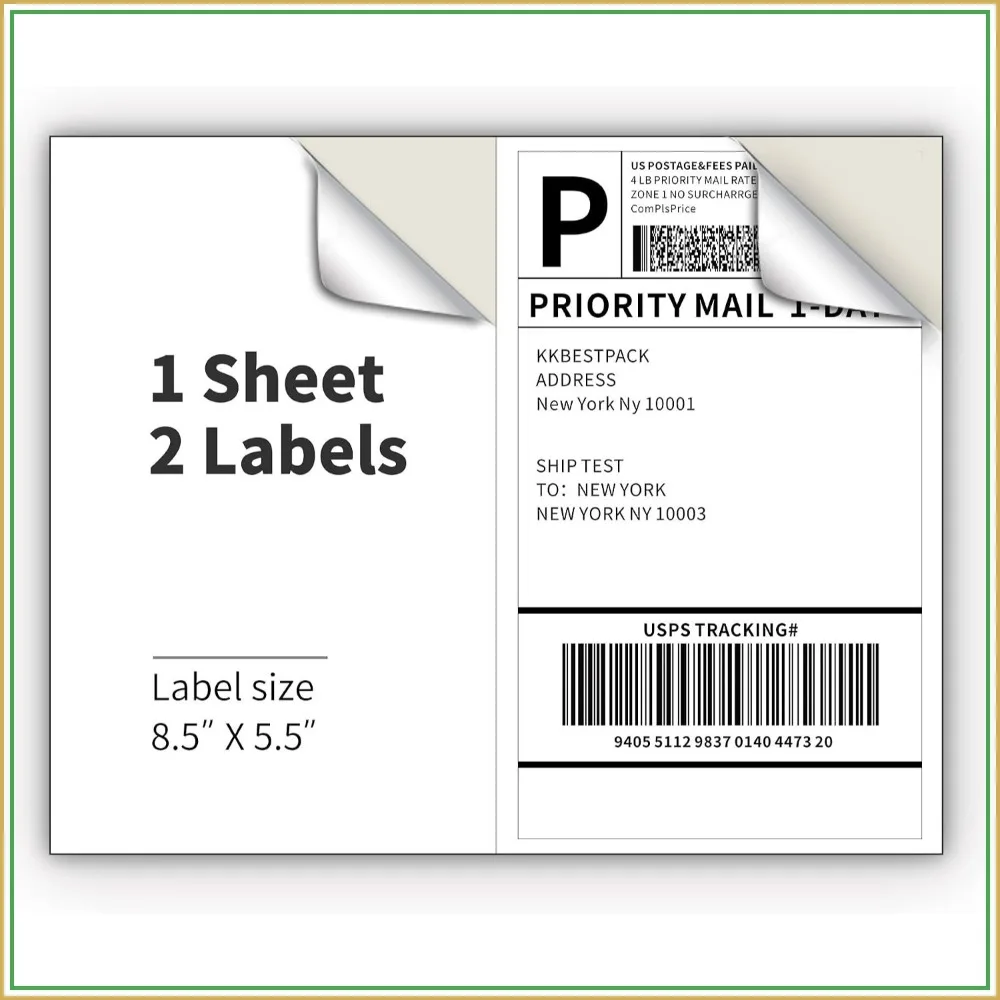 Self Adhesive Half Sheet Shipping Labels for Printers