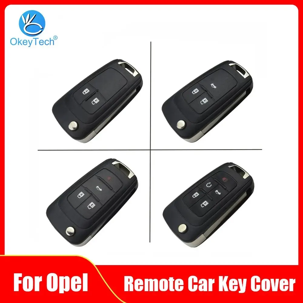 OkeyTech 2 3 4 5 Buttons Flip Folding Remote Key Case For Opel Vauxhall Corsa Astra Vectra Zafira Omega HU100 Uncut Blade