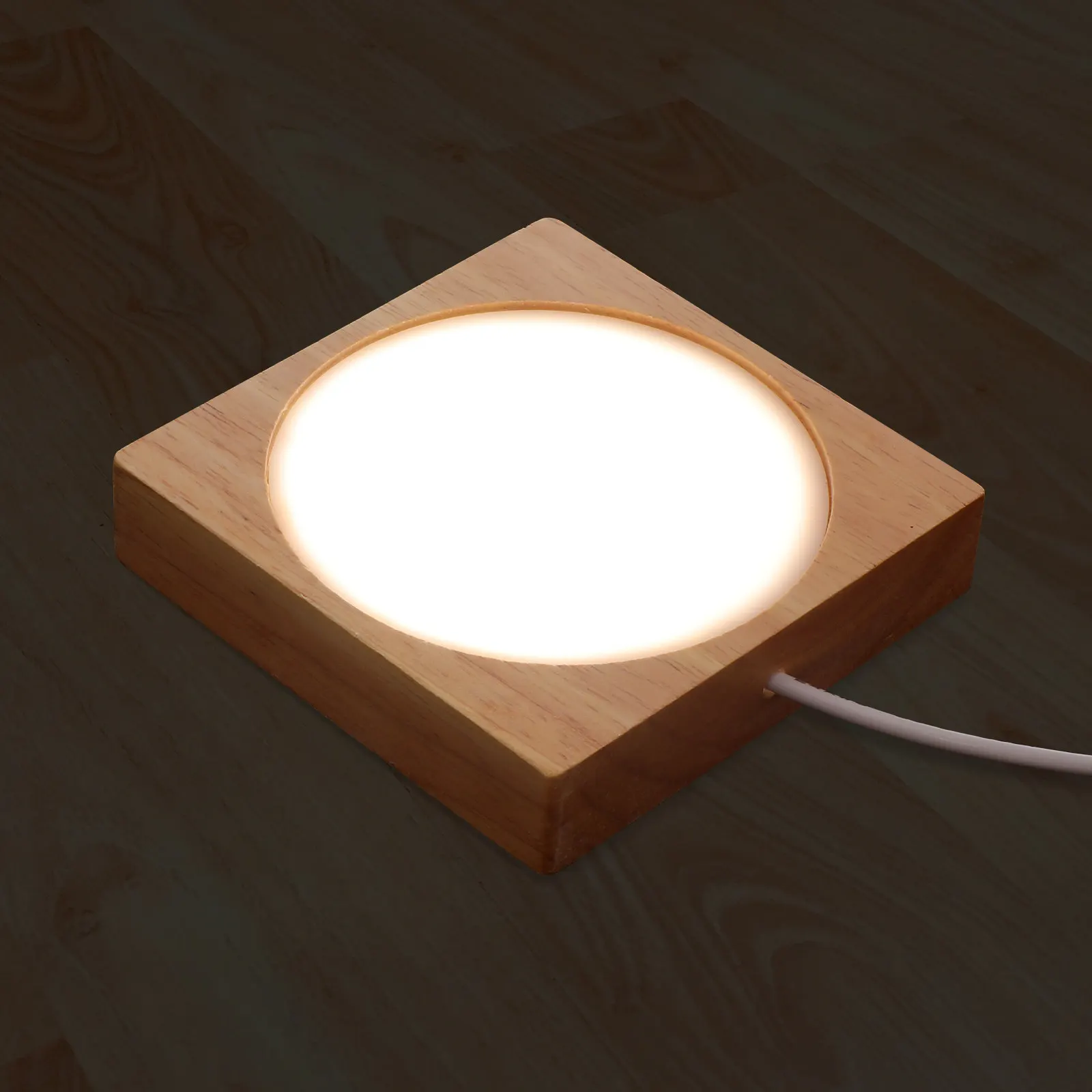 

1 шт. светодиодный светильник-ночник на деревянной подставке, высококачественный, изысканное исполнение, настольный декор, компактный, экономит место, креативный дизайн