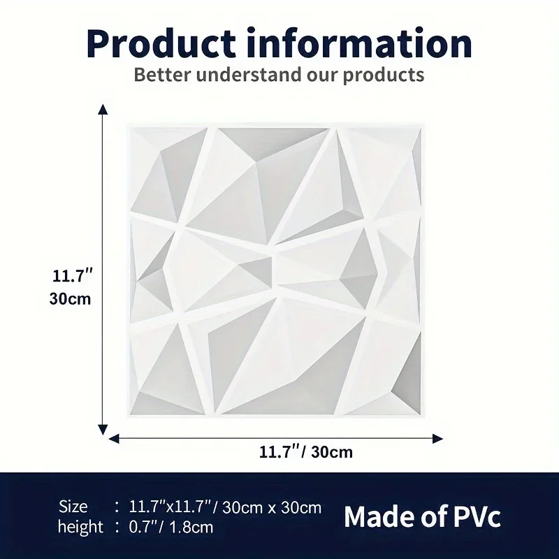 30x30cm 12 Pcs Decorativo 3D Pannelli di Parete in Disegno Del Diamante nero Opaco Carta Da Parati Murale-Panel-Muffa 90s estetica arredamento della camera