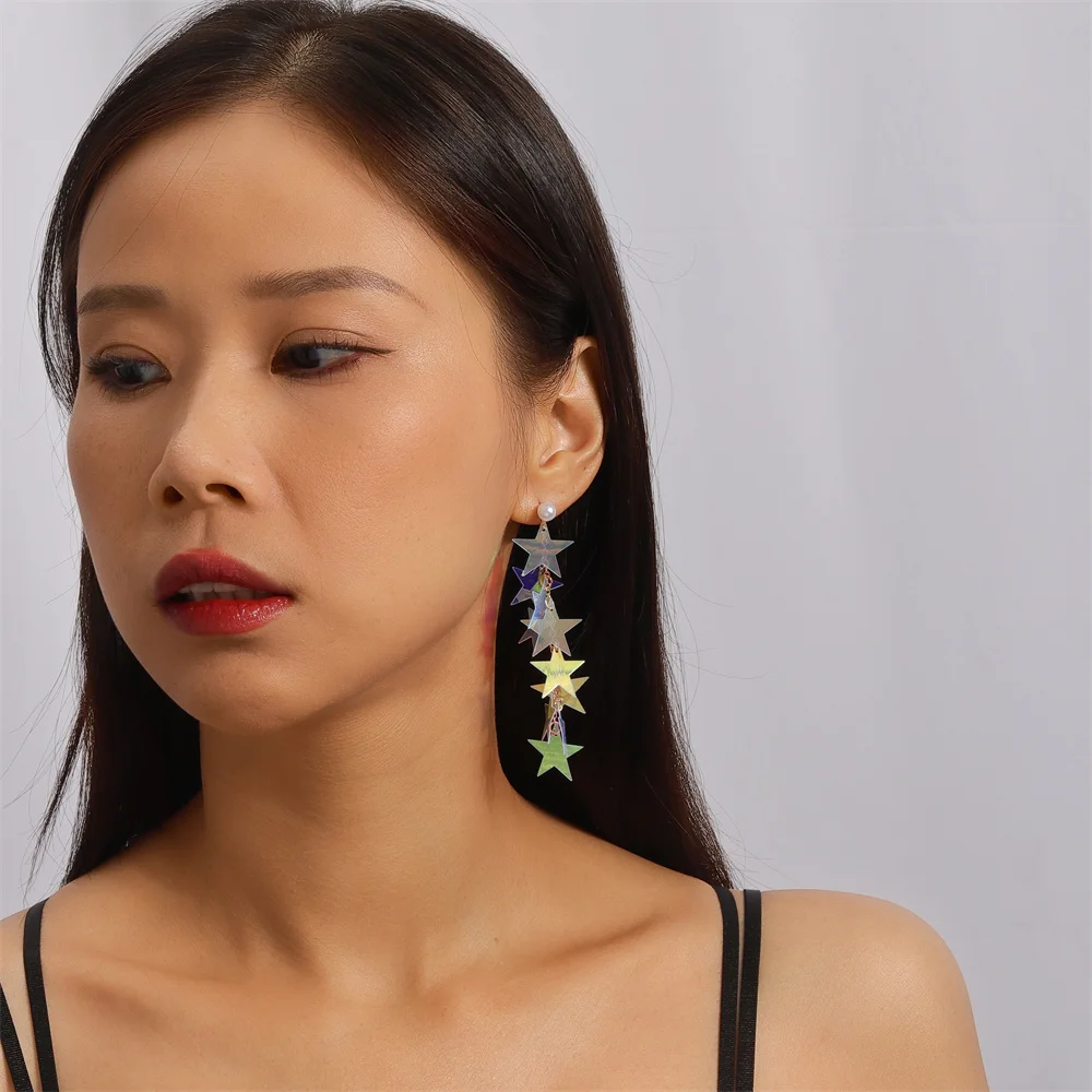 Women's Star Tassel Drop Earrings, Elegant Gift