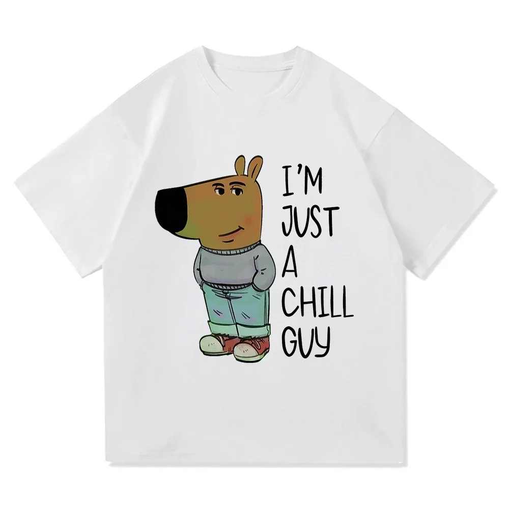 I'm Just A Chill Guy T Shirt Funny Chill Guy Dog Meme Trend Y2k Graphic T-shirts 100% Cotton Soft Unisex Tee Tops EU Size