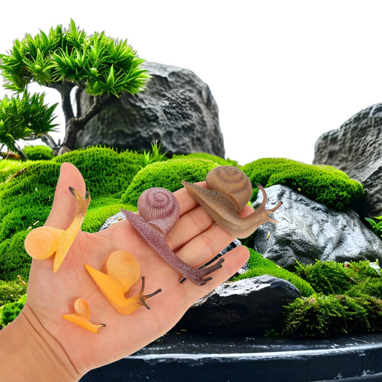 

Набор из 5 реалистичных фигурок улиток, пластиковые фигурки животных, развивающие игрушки для детей, украшение для сада