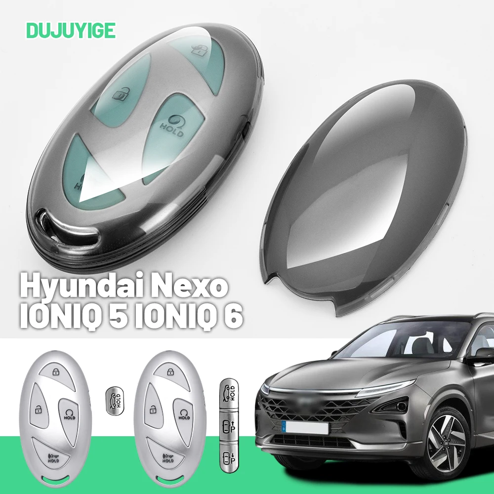 Clear TPU Car Key Case For Hyundai Nexo IONIQ 5 IONIQ 6 IONIQ 9 Grandeur GN7 Key Fob Cover Protector Shell Auto Accessories