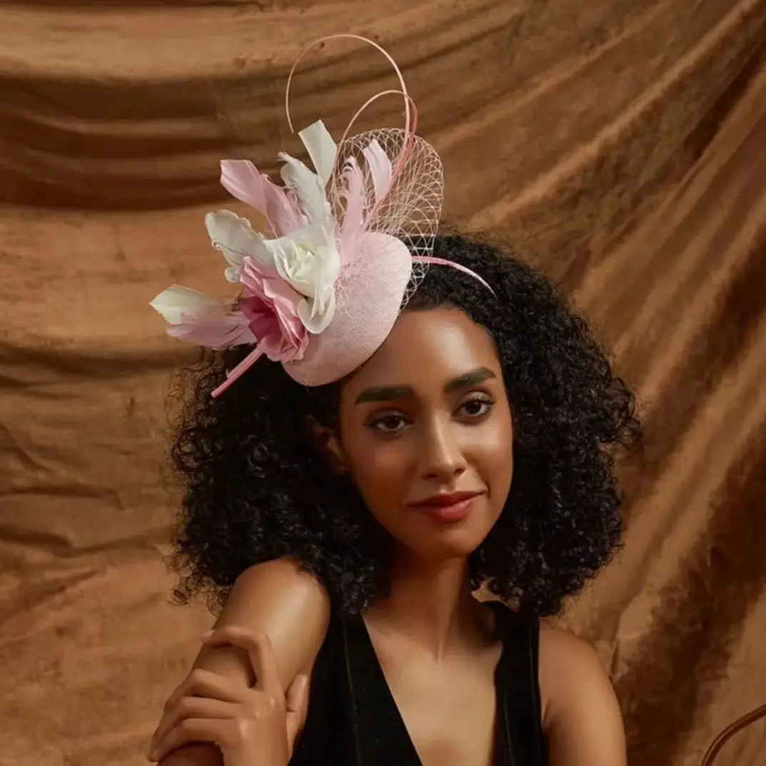 

Fashion Design Feather Fascinators Colourful Flower Hair Accessories Kentucky Derby Church Hats Headband for Women