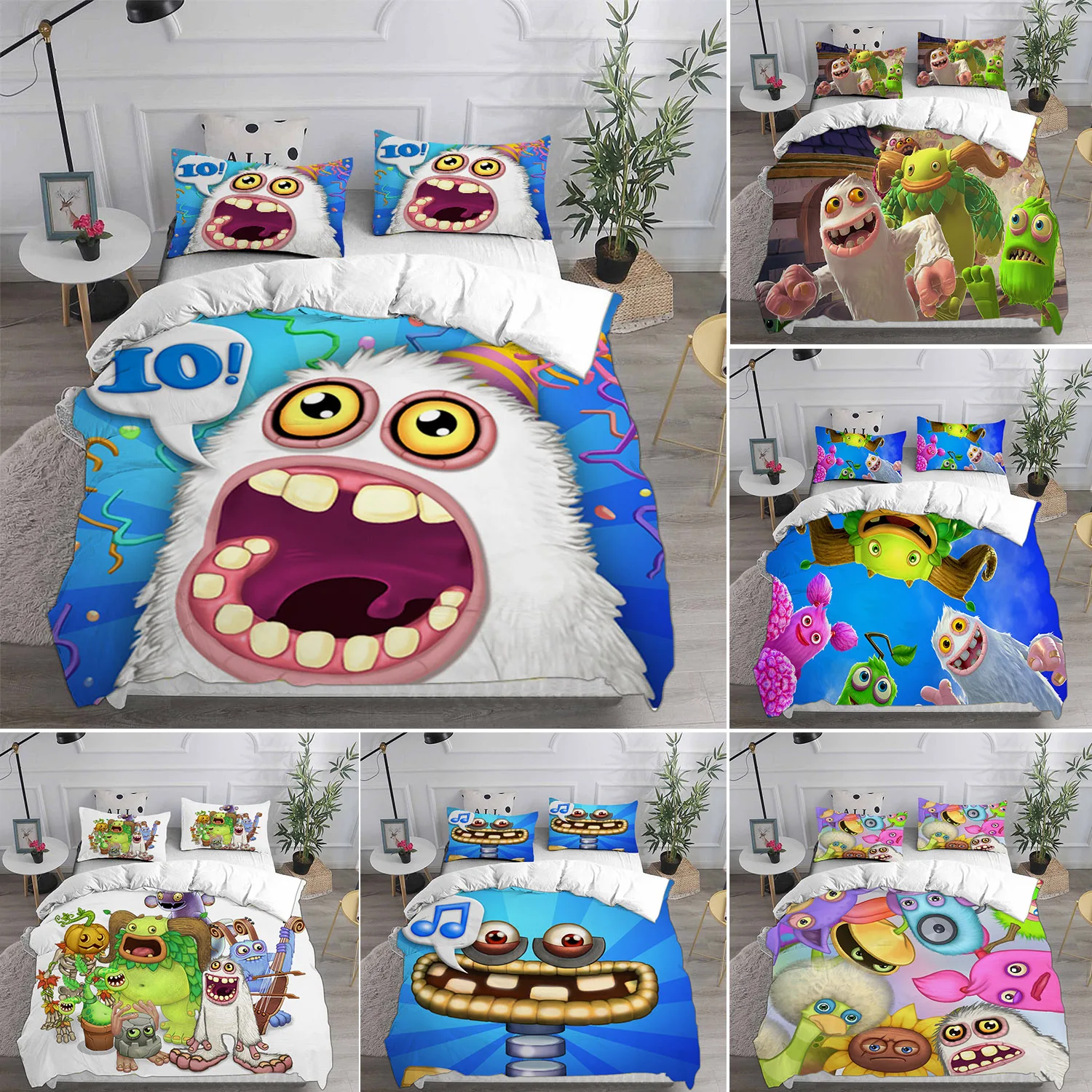 

My Game Singing Monsters Bedding Sets 3D Print Comforter Quilt Bed Cover Duvet Cover Pillow Case 2-3 Pieces Sets Kids Adult Size