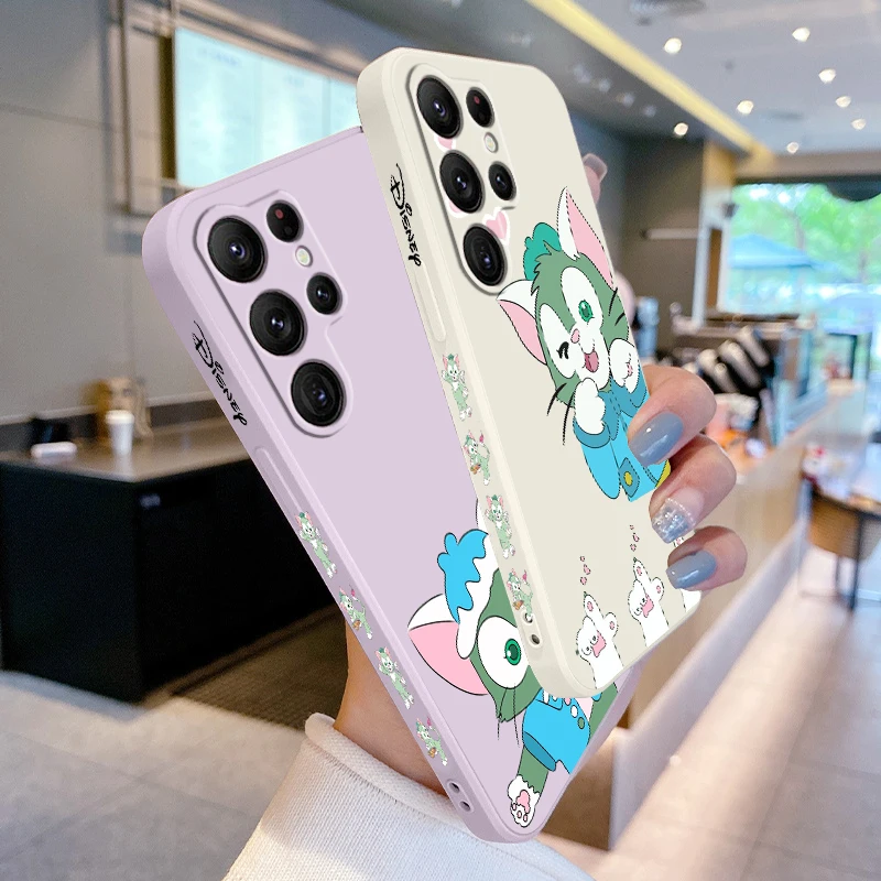 Gelatoni Disney Cute Liquid Left Rope For Samsung Galaxy S24 S23 S22 S21 S20 FE S10 Ultra Plus Lite 5G Cover TPU Phone Case