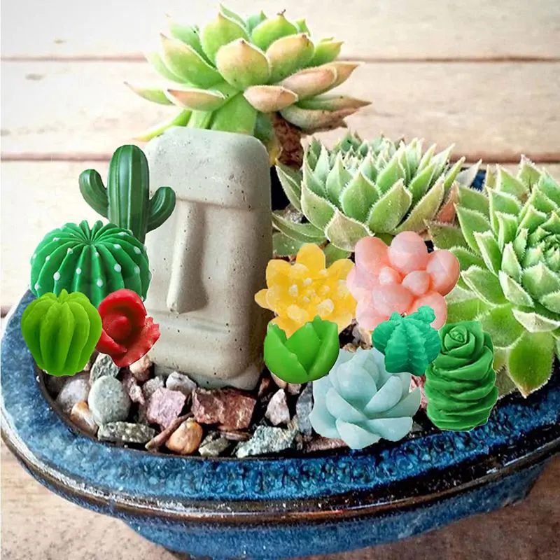 1PC DIY Succulent Silicone Candle Molds 3D Cactus Flower Plants Casting Mould for DIY Candle Fondant Soap Epoxy Resin Crafts