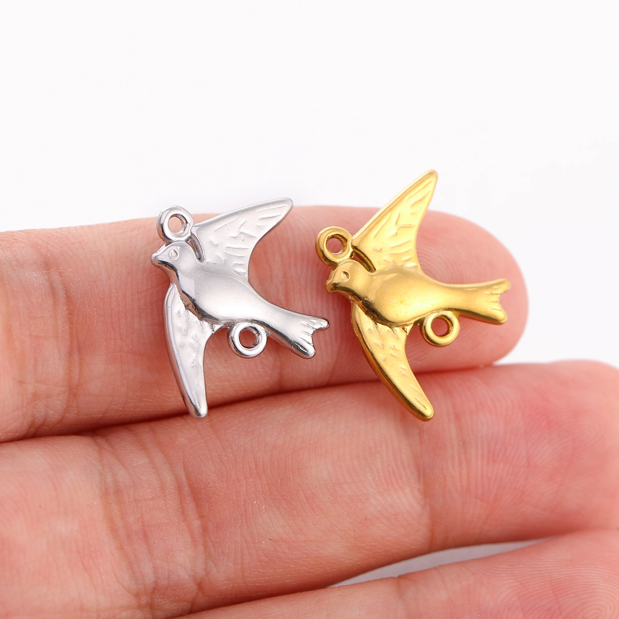 3pcs/Bag Peace Dove Charms for Jewelry Stainless Steel Bird Charms Connectors DIY Necklaces Bracelet Earrings Accessories Making