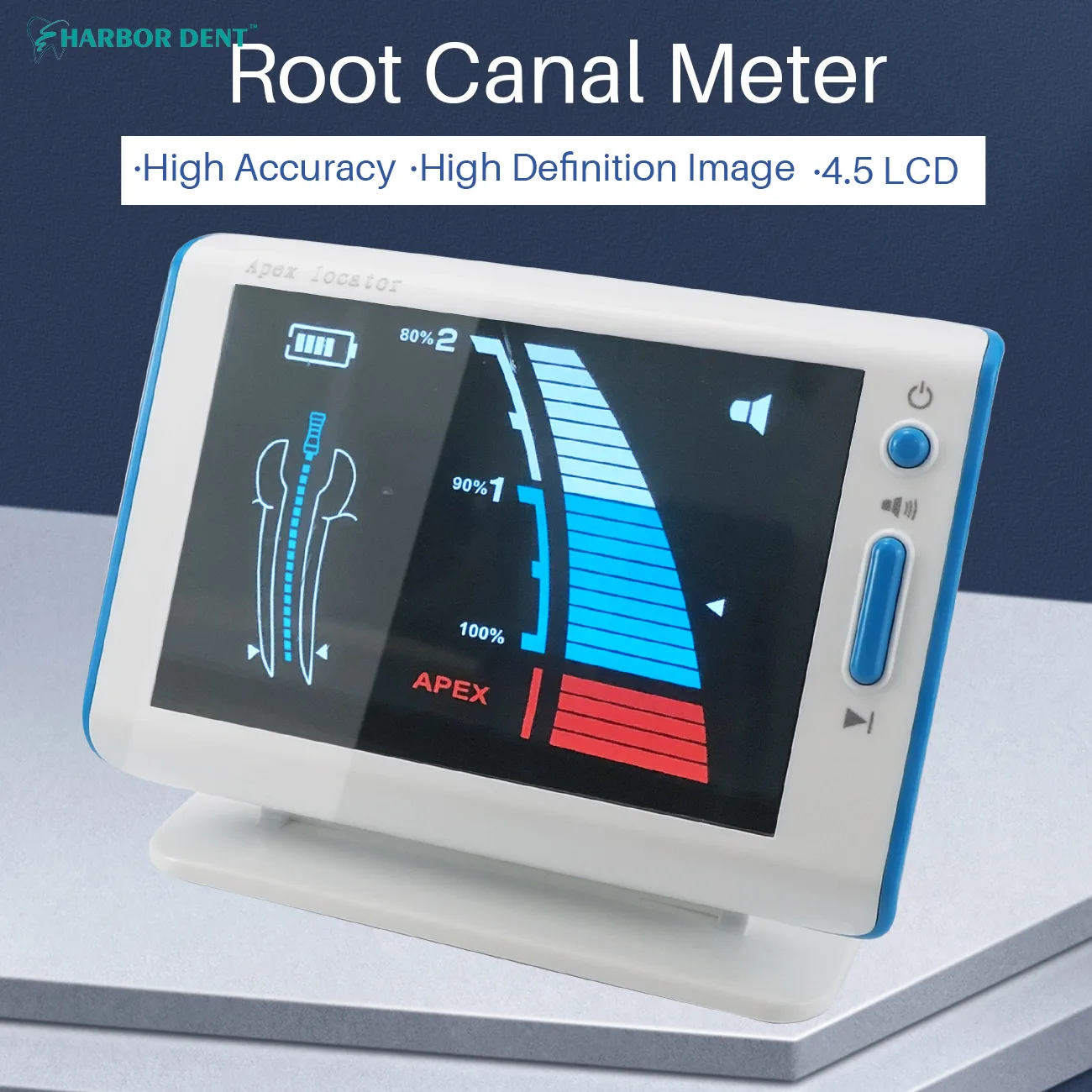 Dental Apex Locator Root Canal Finder LCD Screen DTE DPEX Style Foldable Endodontic Measure Instrument with File Clip Hook Probe