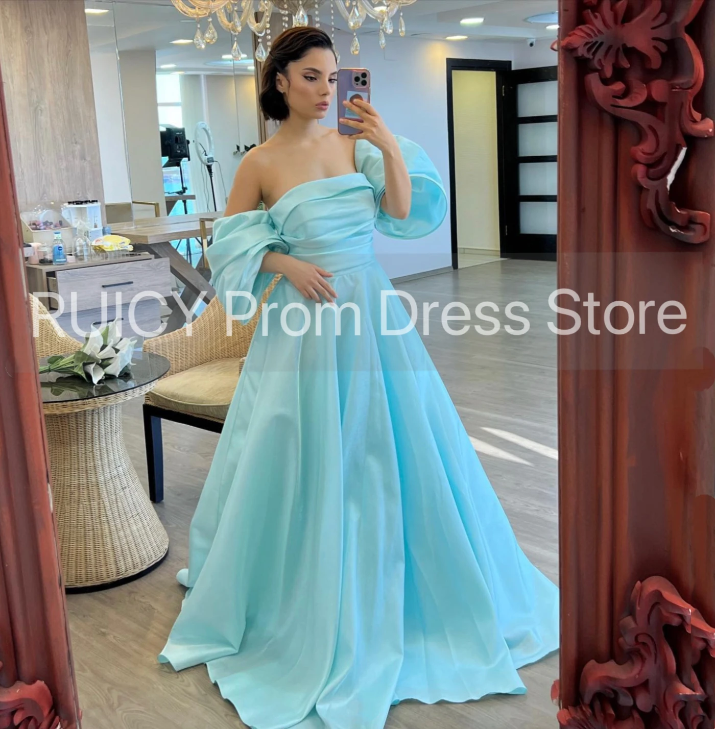 2025 الوردي فساتين لحضور الحفلات الموسيقية حفل مساء فستان خارج على الكتف مطوي ألف خط فساتين عيد ميلاد طويلة حفلة النساء vestidos de festa