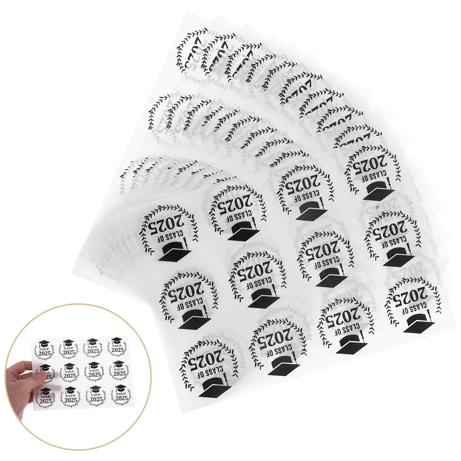 

20 Sheets Graduation Cap Sticker Class of 2025 Stickers Car Decoration Card PET Self-adhesive Material Labels
