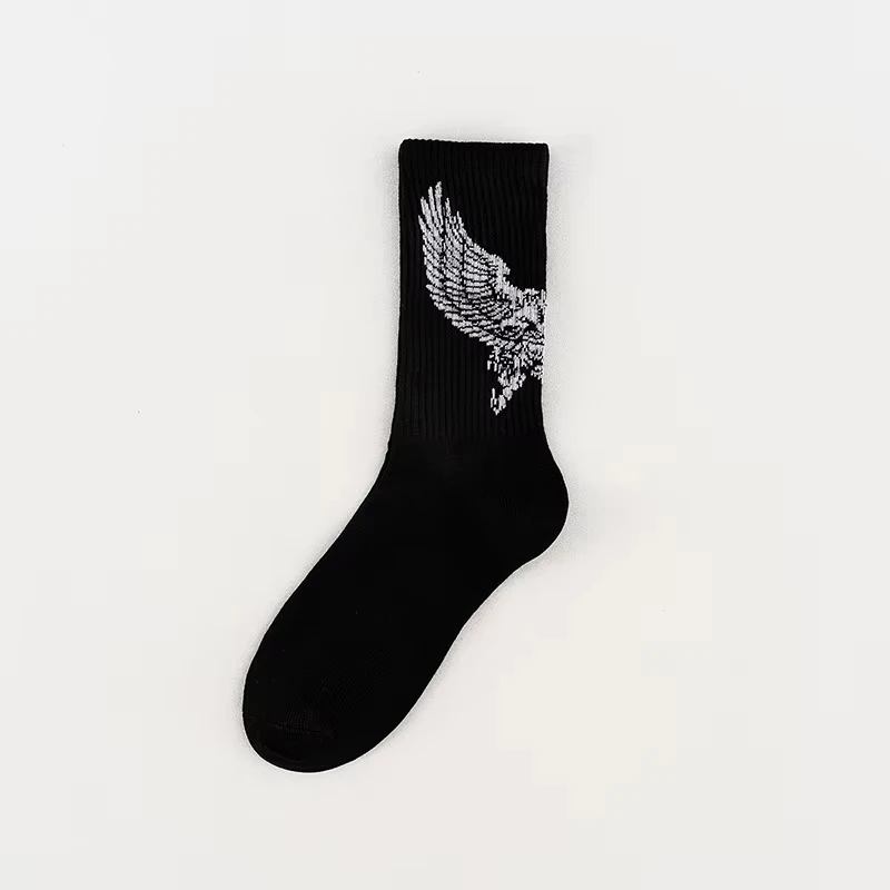 Kaus Kaki Pria Putih Hitam Kaus Kaki Pendek Hip Hop Skateboard Harajuku Kaus Kaki Pria Lucu Kartun Hewan Pola Panda Harimau Serigala Elang