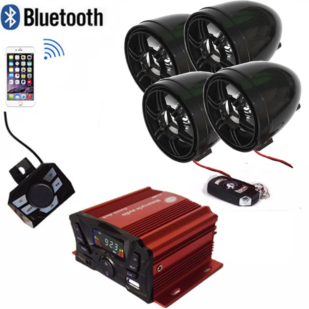 

12V 4 Channel UTV ATV Golf Cart Motorcycle Weatherproof Bluetooth Speakers MP3 Music Player Sound Audio Stereo Amplifier System