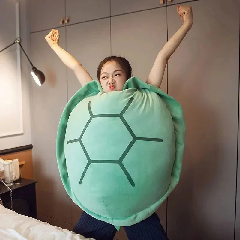 Large Wearable Turtle Shell Plush Toy Children Sleeping Bag Stuffed Soft Tortoise Pillow Cushion Creative Toy Christmas Gift