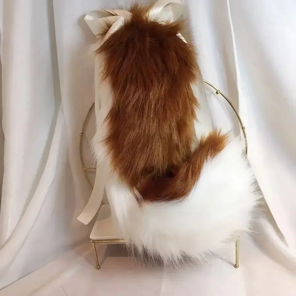 Handmade Customized Anime Beast Shepherd Dog Ear Beast Tail Wolf Cat Fox Hair Hoop Headwear For Halloween Christmas Cosplay Prop