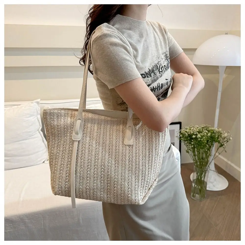 Fashion Woven Straw Bag Rattan Handmade Braid Tote Bags Large Capacity Big Handbags for Women Girls