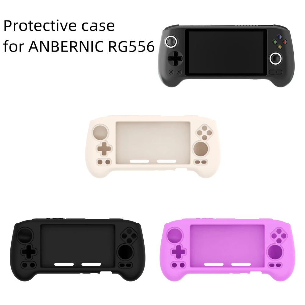 for ANBERNIC RG556 Silicone Protective Cover Gaming Console Drop Protection Sleeve Solid Color Purple White Black