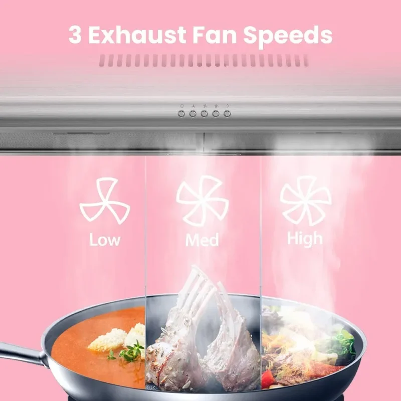 HAOYUNMA-Filtre réutilisable en acier inoxydable pour cuisine, évents minces sous armoire, ventilateur accessible à 3 vitesses, vous en valez la peine, durable, 30 po