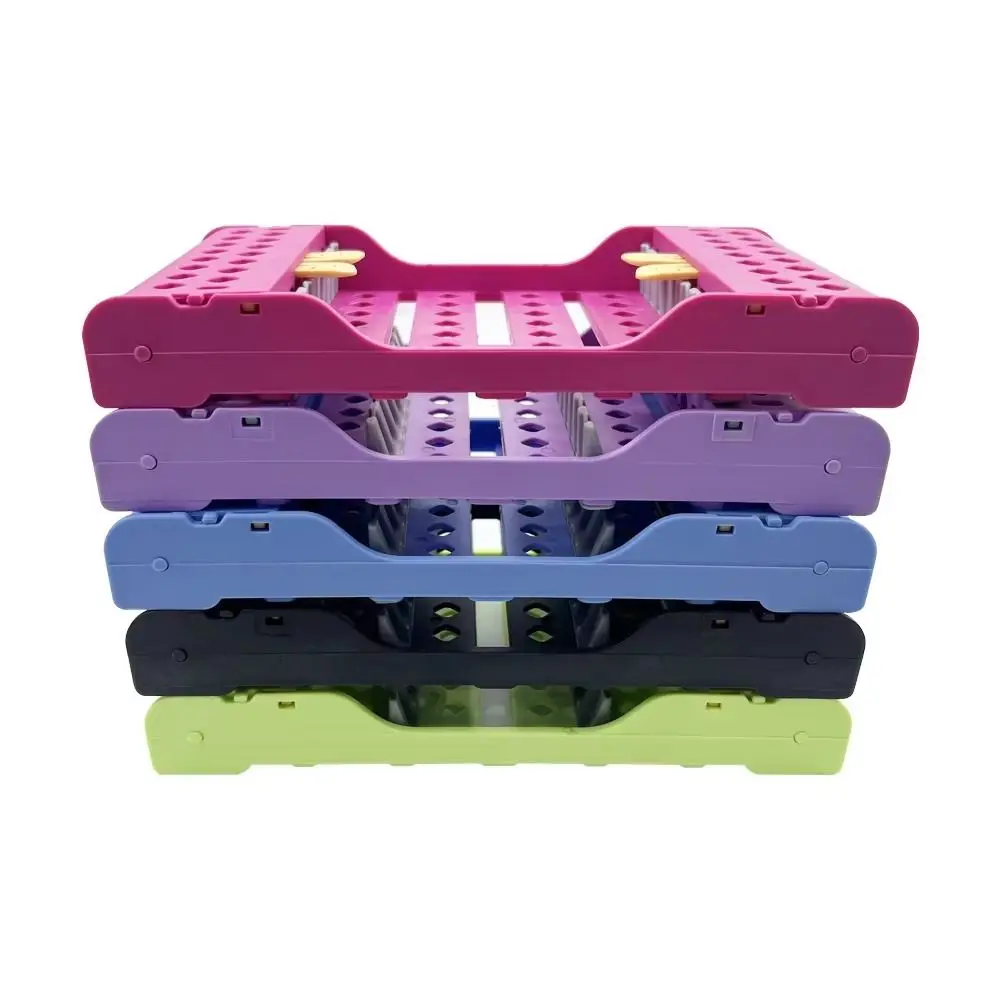 Firm Plastic Dental Disinfection Rack Autoclavable Multicolor Oral Instrument Placing Box Dental Burs Holder Dentistry