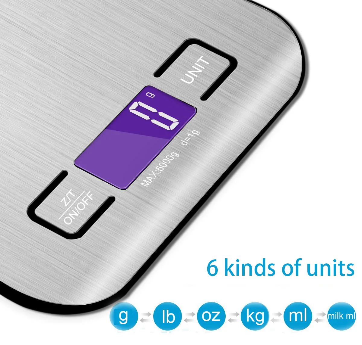 Hot Sell Multifunction Food Scale 5kg Stainless Steel Digital Kitchen Weighting Scale