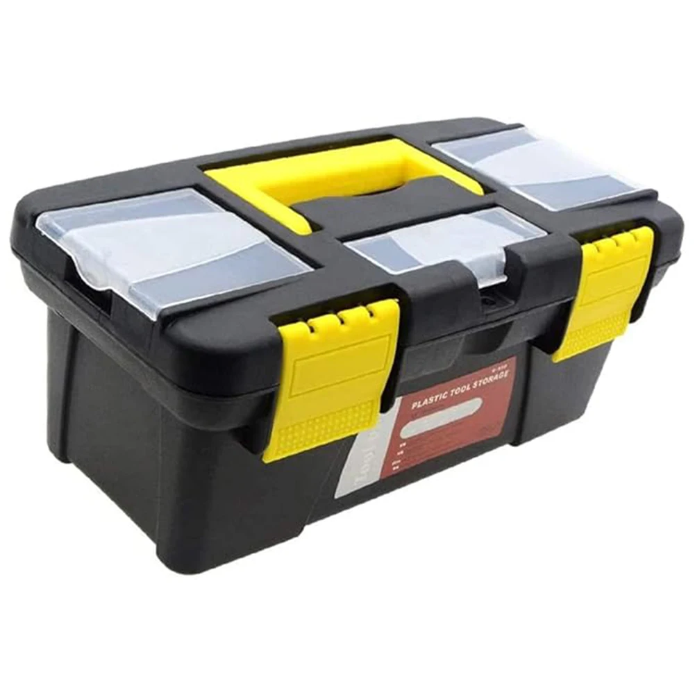 Plastic Toolbox with Removable Tray Double-Layer Tool Storage Box,Hand Tool Case Portable Toolbox Hand Tool Chest Storage Case