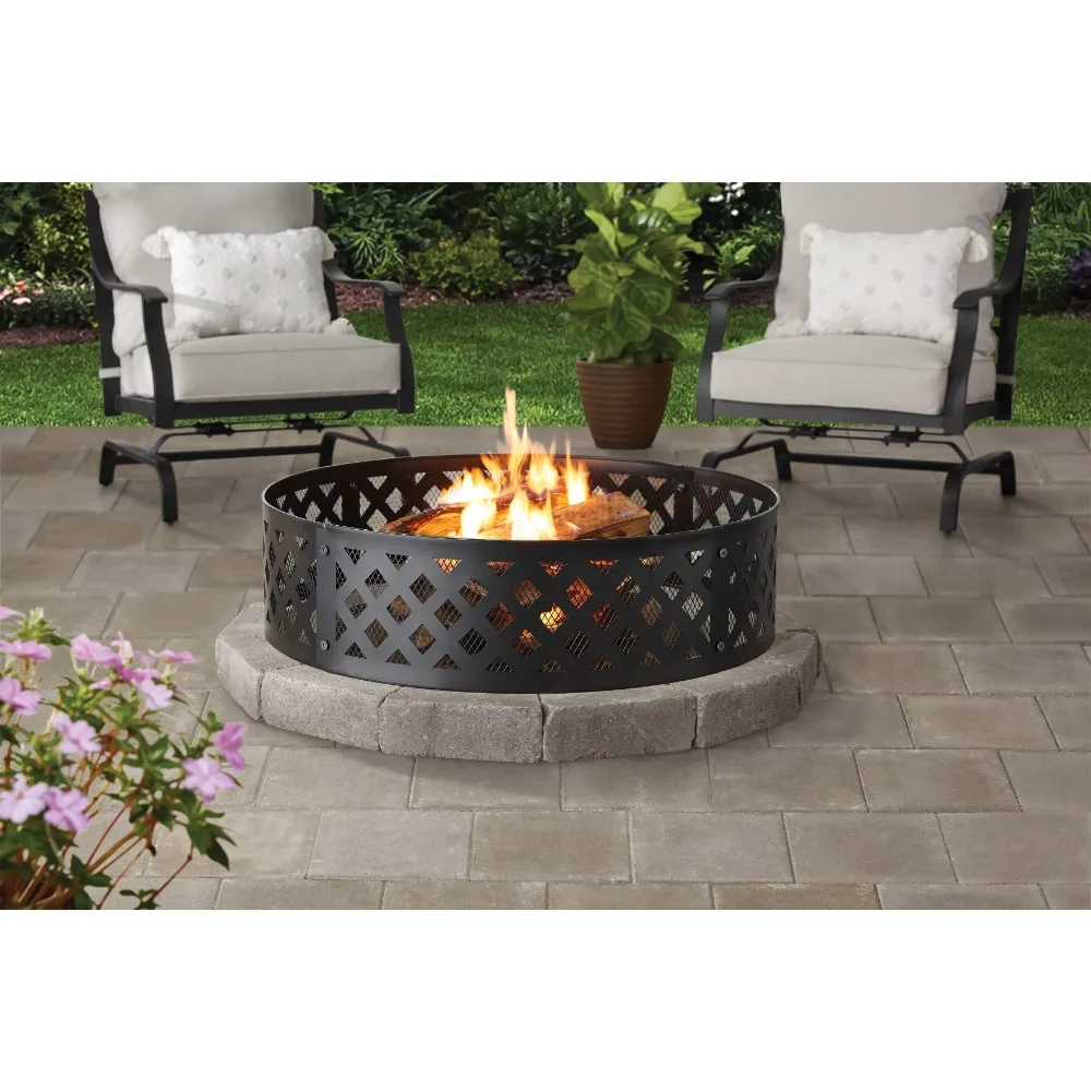 

36" Round Metal and Steel Fire Ring Black, by Mainstays