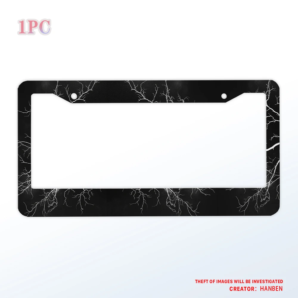 

White cracked license plate holder, aluminum lightning license plate holder, suitable for American vehicles, with accessories