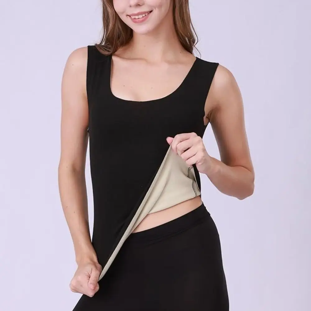 Бюстгальтер-майка с полкой, утолщенный теплый однотонный бюстгальтер с подъемной полкой, майка без рукавов, полиэстер, бесшовное теплое нижнее белье