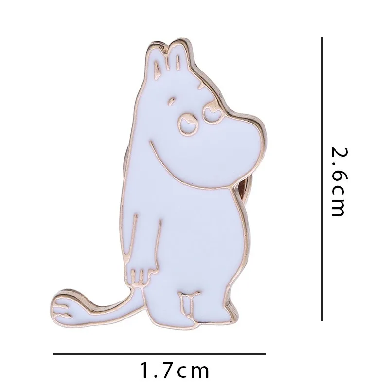 Metalowa broszka Muminki, urocza, niszowa, kreatywna przypinka, modna ozdoba do klapy, do plecaka, ubrań, piórnika, akcesorium do noszenia.