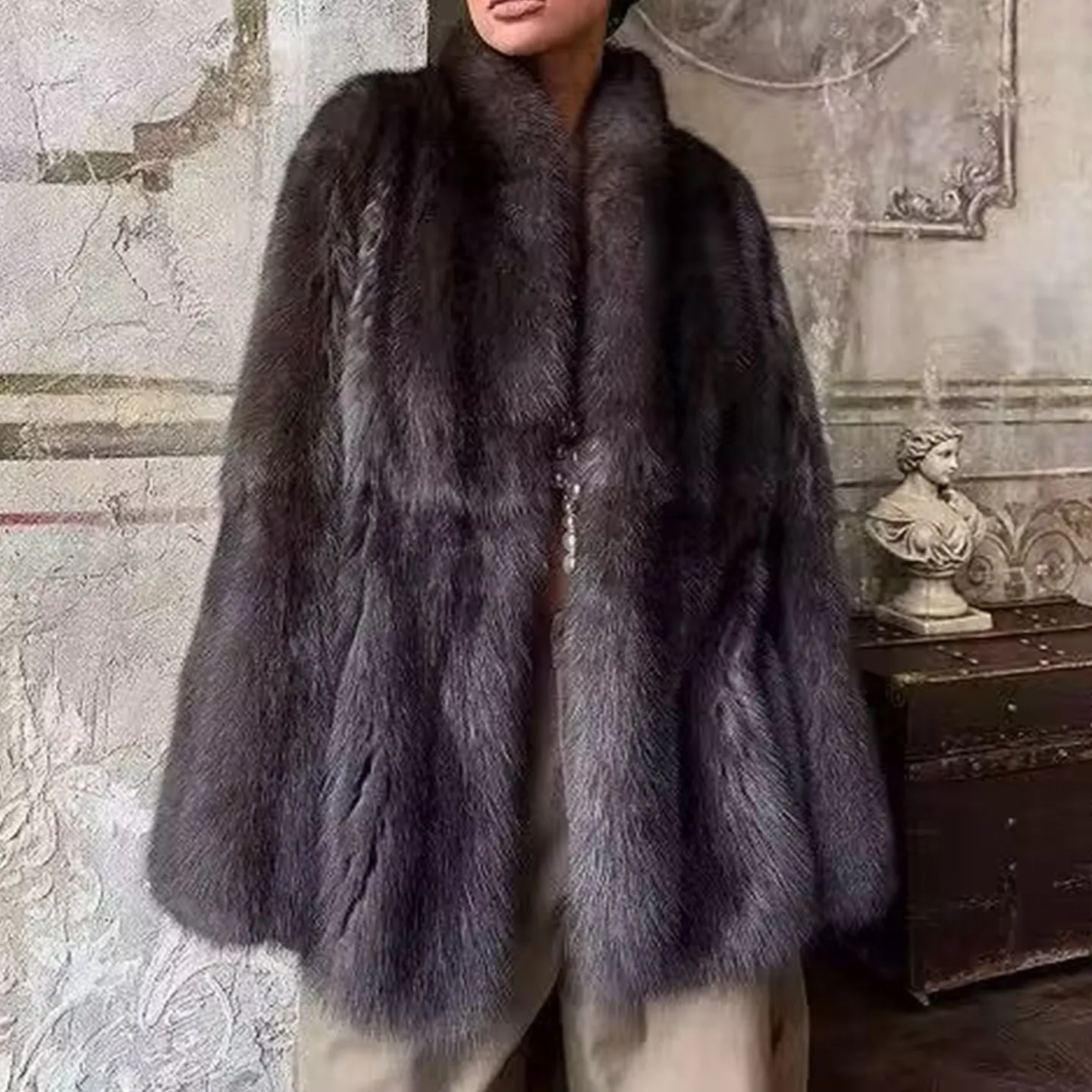 Laid-ba Fur Jaet Women's Faion Personali Simple Match Winter New Arrival 2025 Stand Fit ort Outerwear Coat