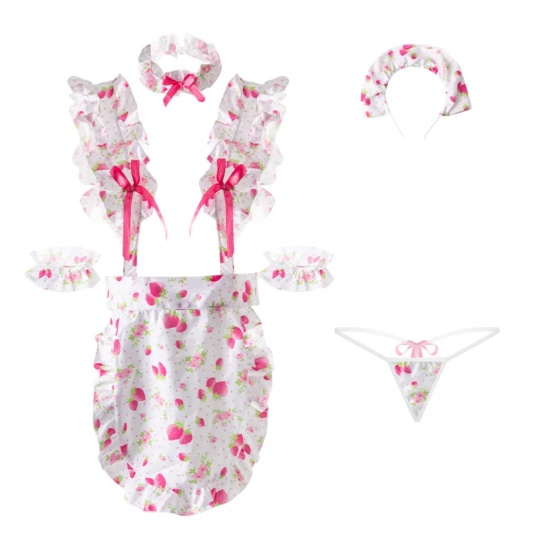 XXOO японское аниме девушка клубничный фартук униформа горничной наряды косплей костюм