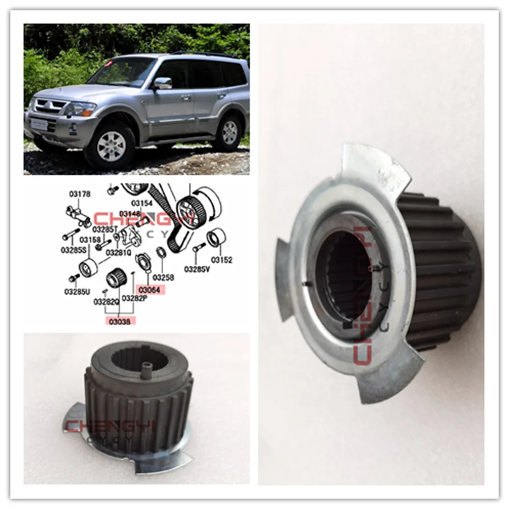 Crankshaft Timing Belt Pulley Full Set Crank Gear Sensor Blade Spacer For Pajero Montero V63W V73W MD184894 MD185237 MD186896