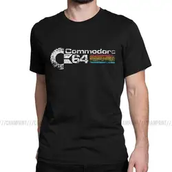 男性用半袖Tシャツ,レトロなスタイル,ヴィンテージ,コットン,モデルc64 amigaコンピューターeek nerd,ギフトアイデア